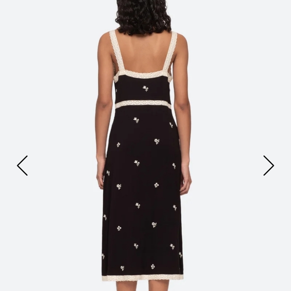 Sea New York Black Rubina Embroidery Pajama Slip Dress - Small - Picture 2 of 10
